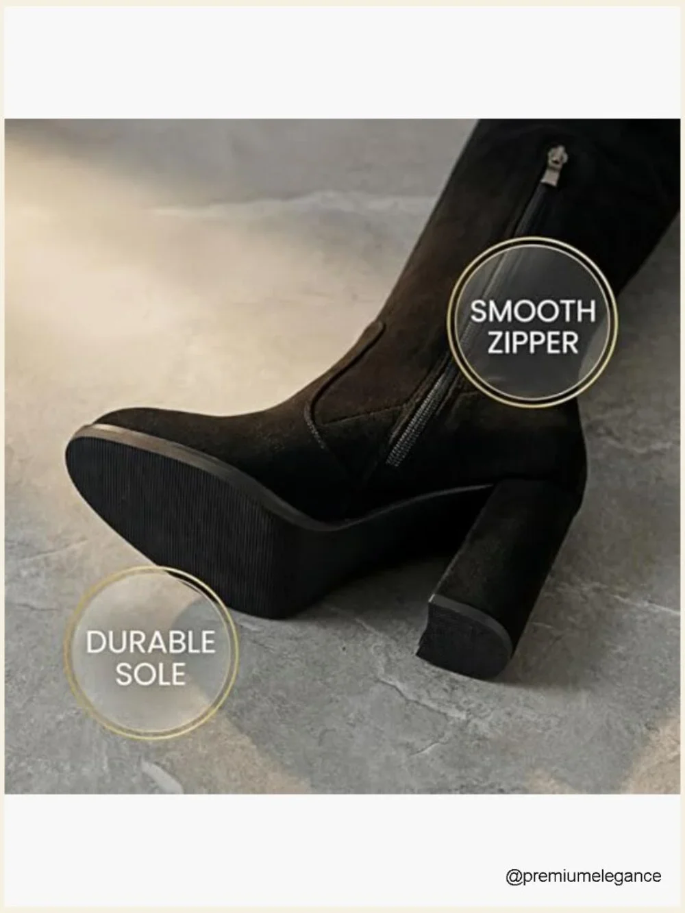 Women's Over the Knee Boots Chunky Heel Side Zipper Tall Boots